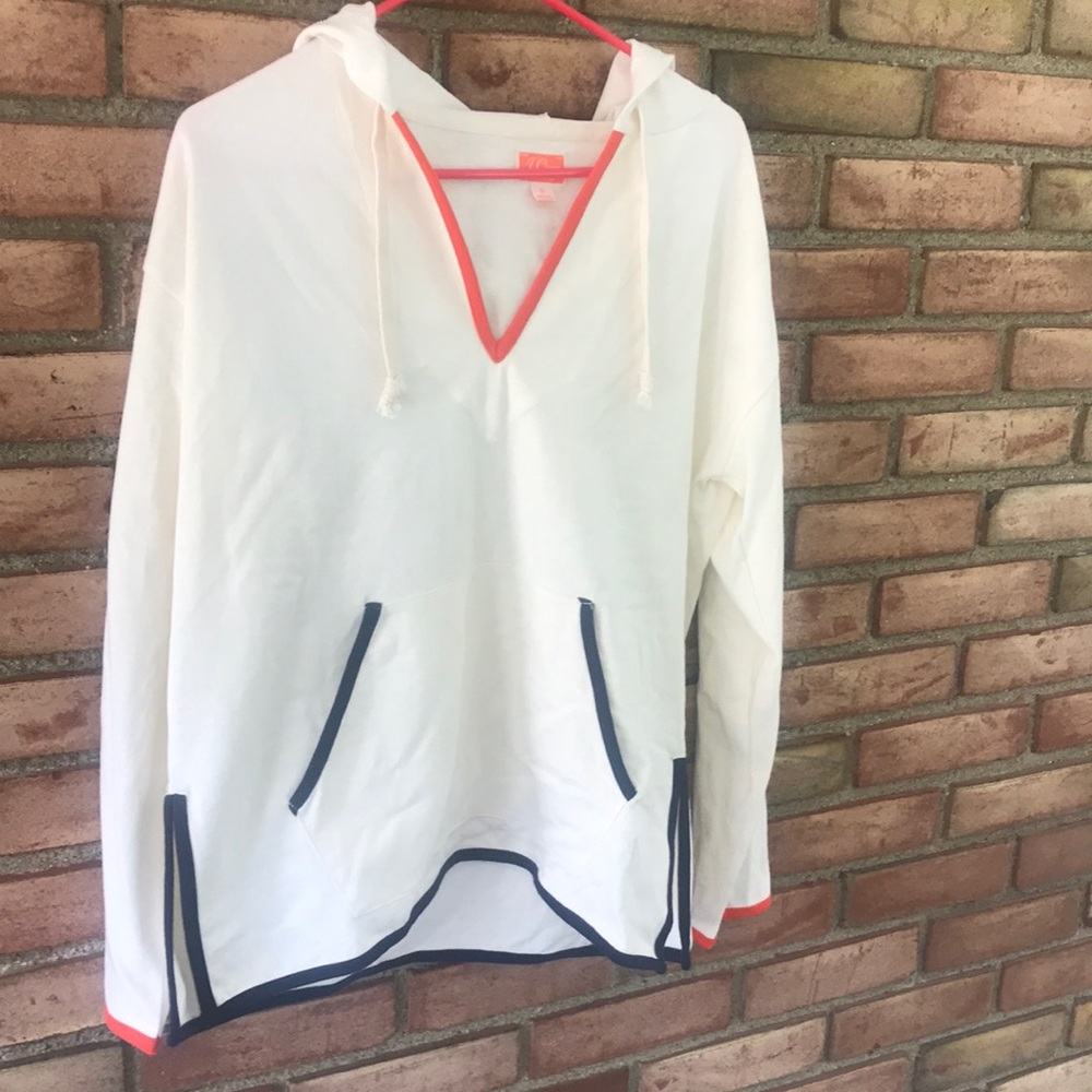New, J. Crew, weekend, tipped, v-neck, hoodie, mariner cloth